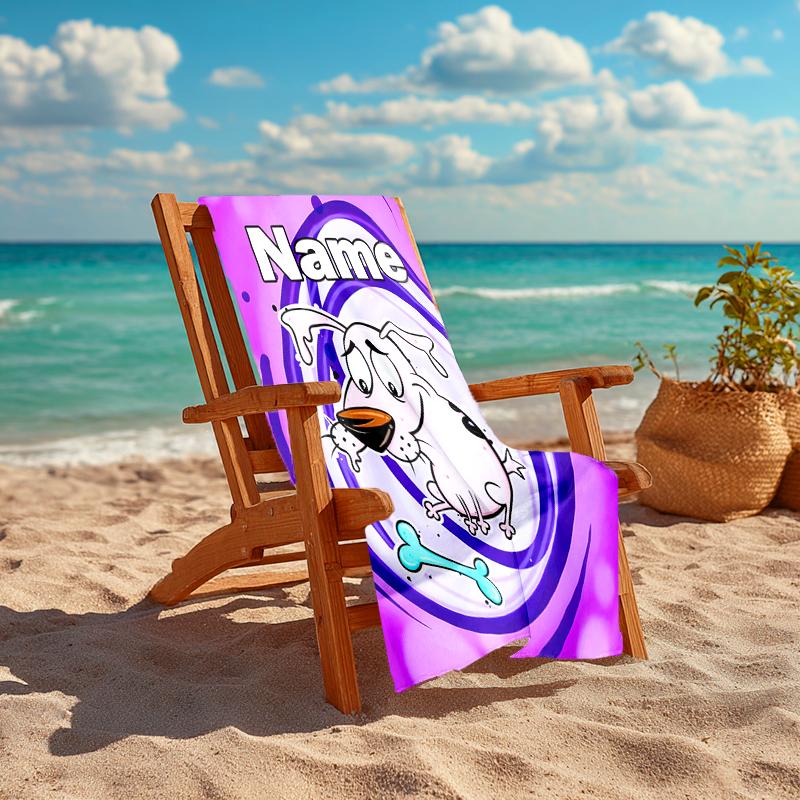 Personalized Customized Proof Beach Towel with Courage the Cowardly Dog Pattern - Soft, Absorbent, Quick-drying, Perfect Swimming, Camping&bathing