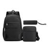 Student schoolbag backpack college style men's and women's junior high school three-piece set large-capacity schoolbag leisure travel bag
