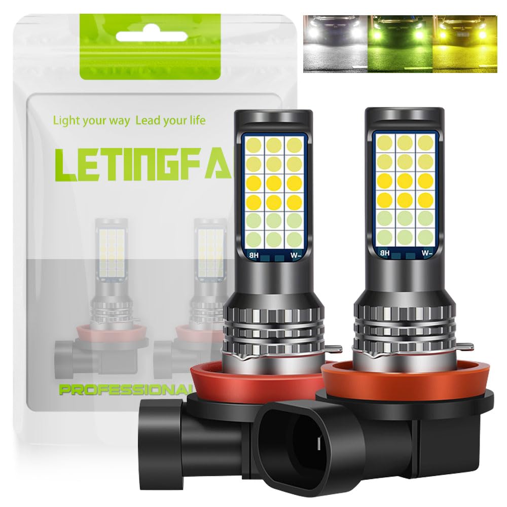 H11 LED mlhové světlo, 3 barvy přepínání, H16 LED, Vysoká svítivost, 3030 čipy, Bílá/Žlutá/Limetková