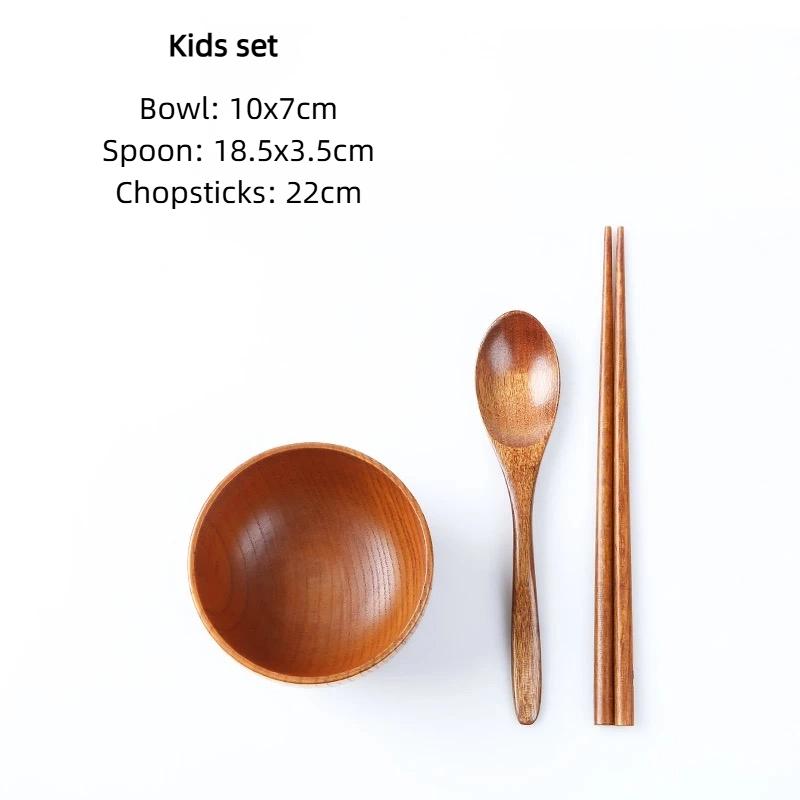 Japanese Wooden Rice Noodle Soup Bowl – Solid Jujube Wood Salad Bowl for Kids & Adults