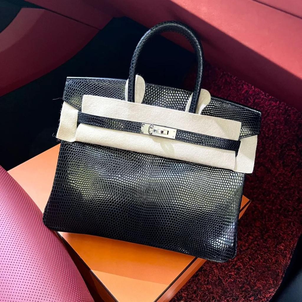 Haute Couture halbhandgefertigte Tasche mit Eidechsenmuster 25/30cm Echtleder Commuter-Tragetasche Damen große Kapazität