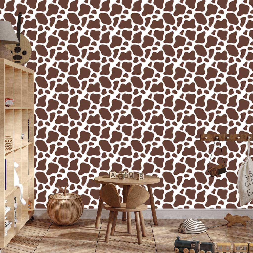Cow Patches Wallpaper, Rust and Light Gray, for Living Room and Bedroom, 50x1000