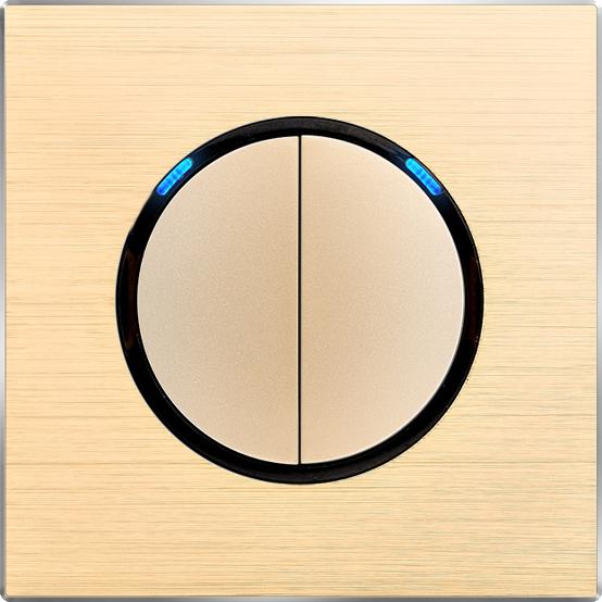 Hoge Kwaliteit Retro Stijl Aluminium Wandlichtschakelaar - Koffiekleurige LED Indicator met Resetknop Universele Elektrische Socket