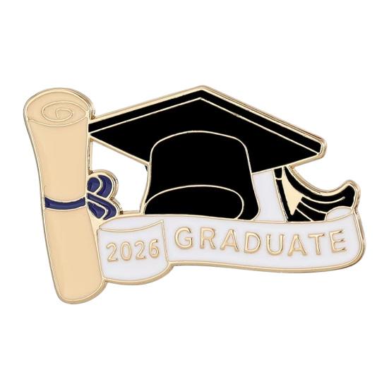 Broche Épingle de Diplôme 2026, Broche à Revers Émail Chapeau de Diplôme Étoile Rouleau de Papier, Badge Commémoratif Classe de 2026 pour Lycéen Étudiant Universitaire