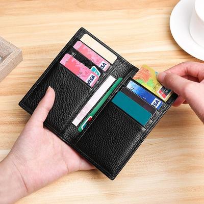 Tarjetero de cuero para hombre, sencillo, a la moda, con bloqueo RFID, para tarjetas de crédito, VIP ID, billeteras delgadas para estuche para tarjetas