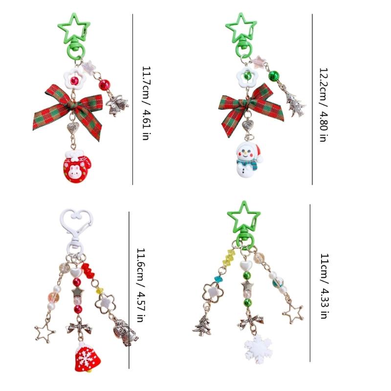 Bowknot Acrylic Phone Charm Straps Elegant Beaded Bowknot Phone Charm with Christmas Charm for Backpacks Purses