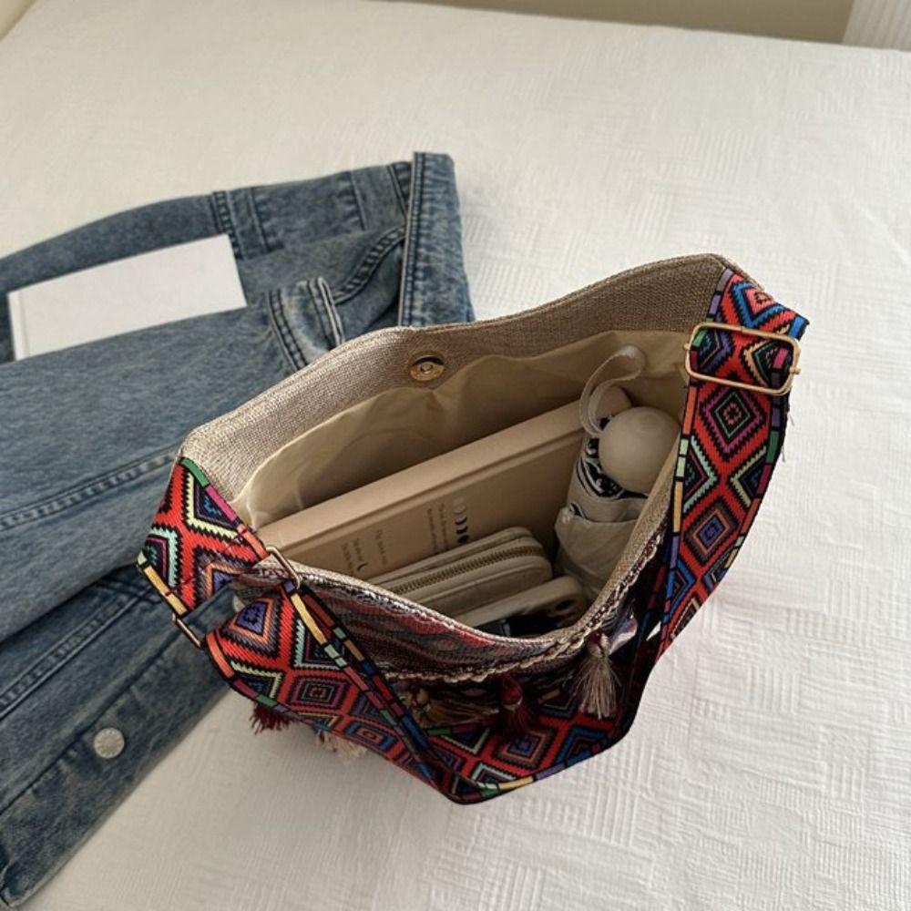 Tassel Ethnic Style Crossbody Bags Vintage Fringe Shoulder Bag Casual Bohemian Tote Bag Travel