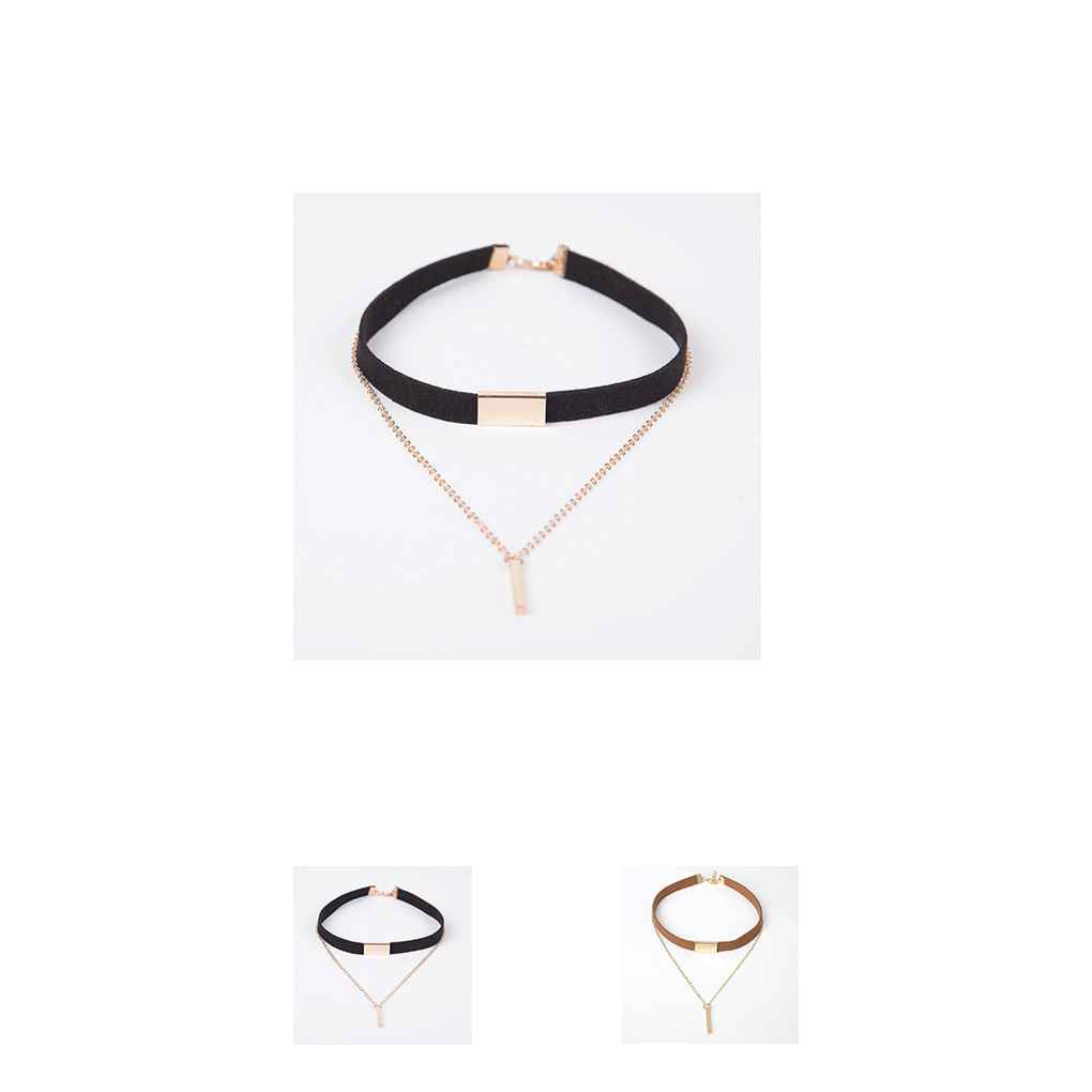 Fashion Choker Chain Strip Necklace Women Girls Double Chain Pendant Collar