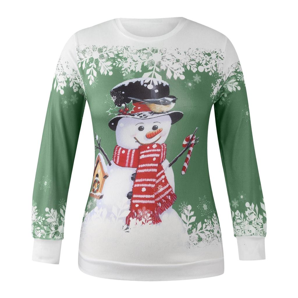 Women's Pullover Top Snowflake Snowman Print Casual Sports 3D Print Streetwear Blouse