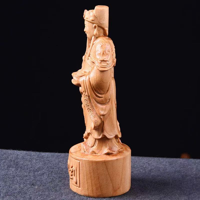 Rzeźba w drewnie bóg bogactwa rzeźby figurki chińskie postacie mitologiczne dom pokój biuro bogactwo szczęście dekor Feng Shui