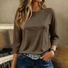 Women's Loose Fit Raglan Sleeve Three-Quarter Length Top - Casual Color Cotton T-Shirt for Everyday Wear