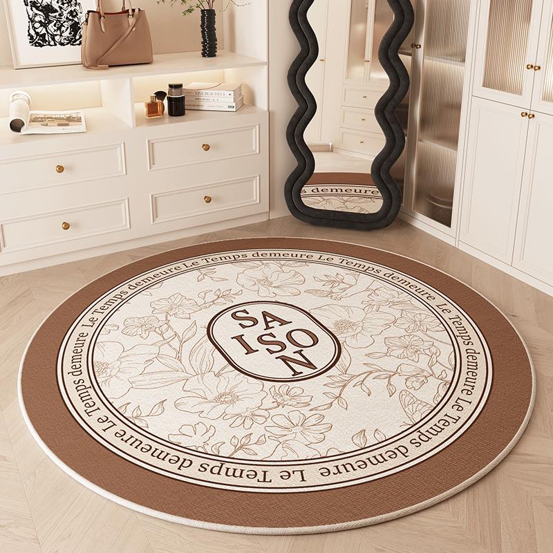 

Декор спальни в американском стиле Круглый ковер с цветочным узором Ковры для гостиной Моющийся Коврик для прихожей Мягкий коврик для пола Противоскользящий коврик 80x80CM