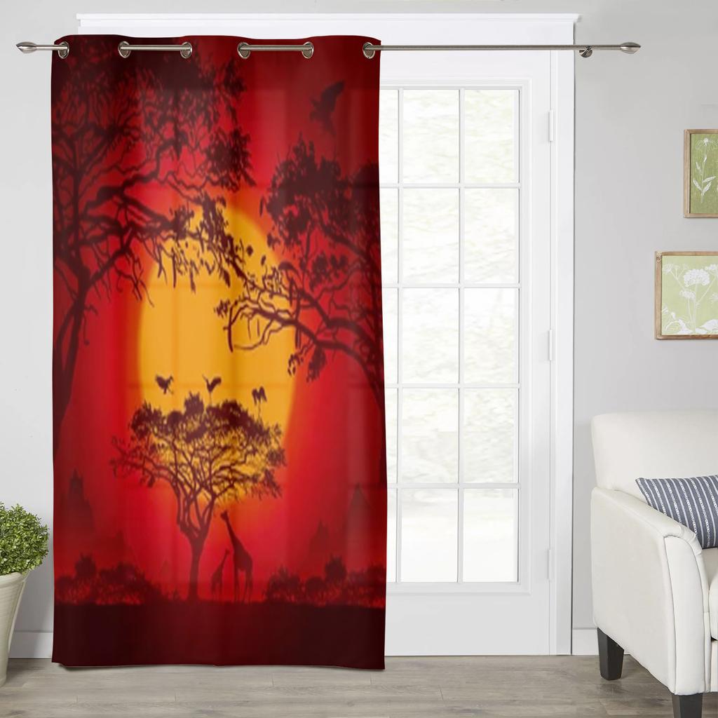 Afrikanischer Sonnenuntergang Fenstergardinen für Wohnzimmer Luxus Schlafzimmerdeko Vorhänge Küchenfensterbehandlungen Gardinen