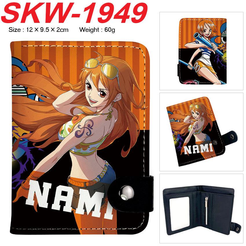 One Piece Anime Druckknopf Geldbörse Vertikaler Kartenhalter Münzbörse für Schüler Männer Frauen