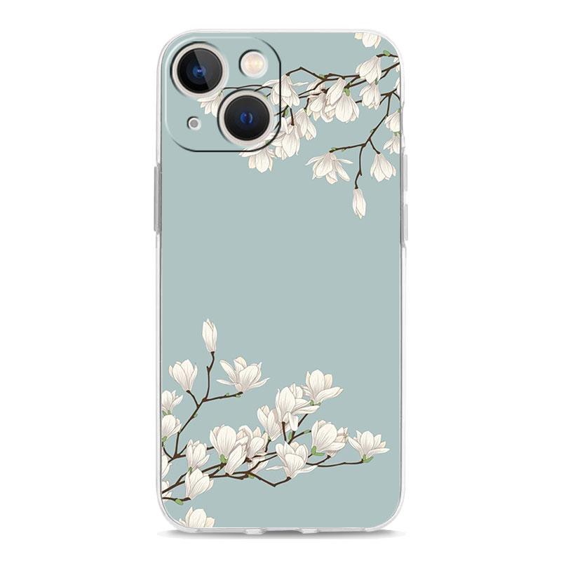 Cherry Blossom Tree Luxury Transparent Phone Case For iPhone 15 14 13 12 mini 11 Pro Max XS X XR SE 7 8 Plus Clear Cover