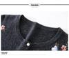 Elegant Women's Pure Wool Cardigan - Autumn/Winter Round Neck Knitwear with Embroidery for Mid-to-Old Age Mothers