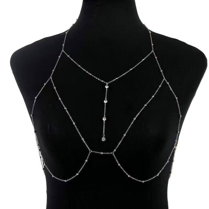 

Chest Necklace Body Chains Bikini Bikini Clavicle Chain Sexy Lanyard Decorative Necklace Women s Accessories Fashion Tide Chain Stl Silver (Xl-628-4)