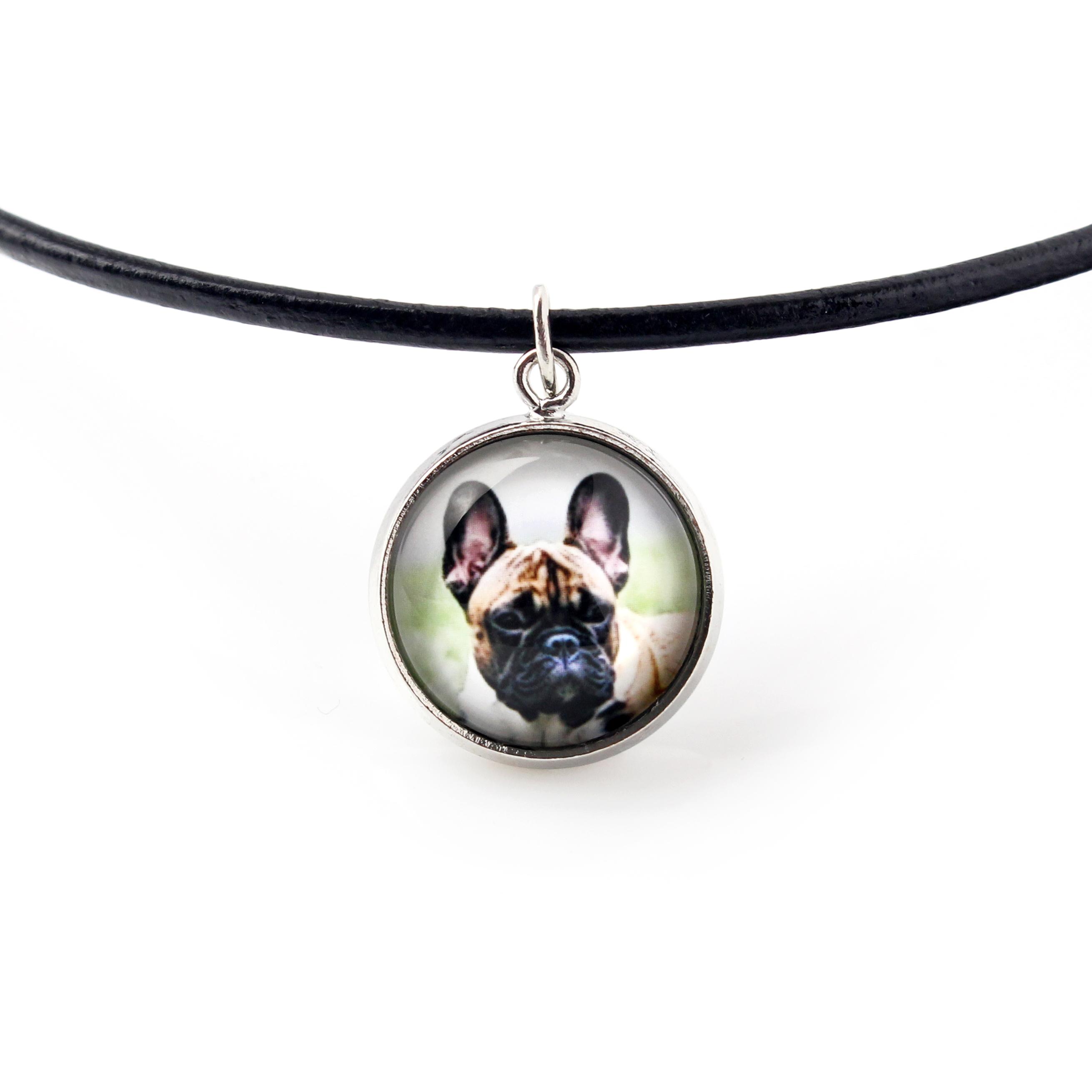 

French Bulldog, Frenchie - necklace pendant with your photo, handmade, handcrafted jewelry by Art-Dog brand срібний