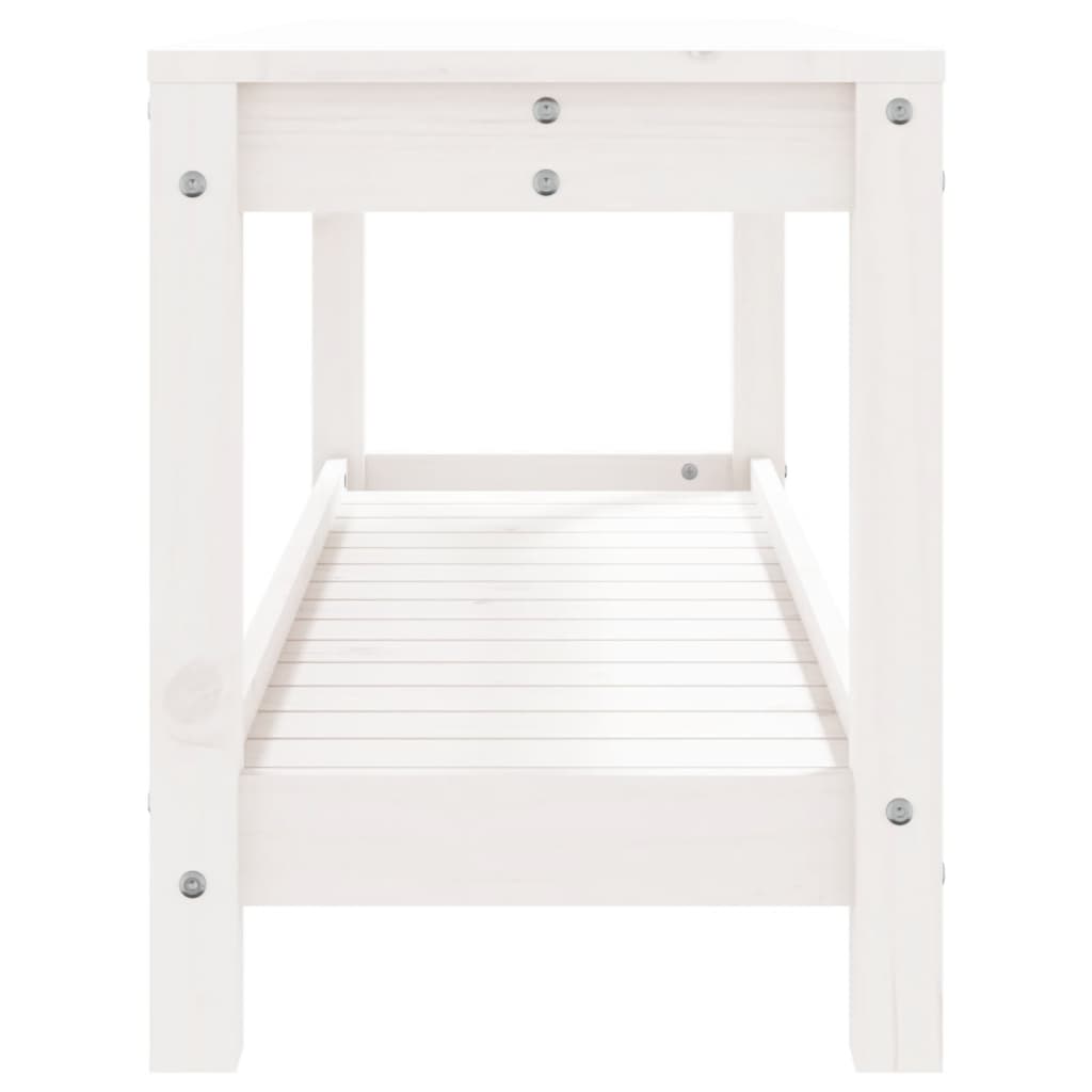 Garden Bench White 108 x 35 x 45 cm Solid Pine Wood