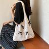 Solid Color Large Capacity Shoulder Bucket Bag Fashionable Knitted Work Commuter Bag Daily Shopper Tote For Women