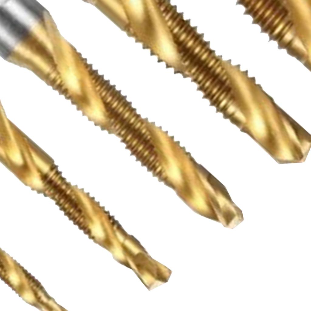 6PCS Hex Shank Tap Drill Bit Set High Speed Steel Spiral Threading Tapping Chamfering Bits