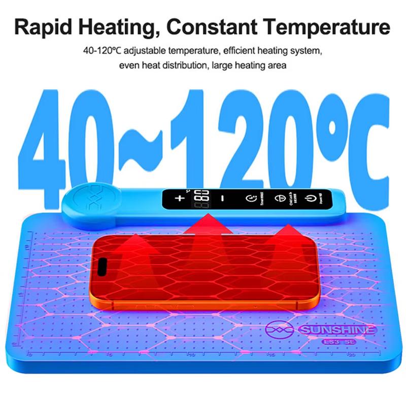 SUNSHINE LS3 SE 11 Inch LCD Screen Separator Heating Plate Adjustable 40–120°C Timer & Memory for Mobile Phone Repair Heating