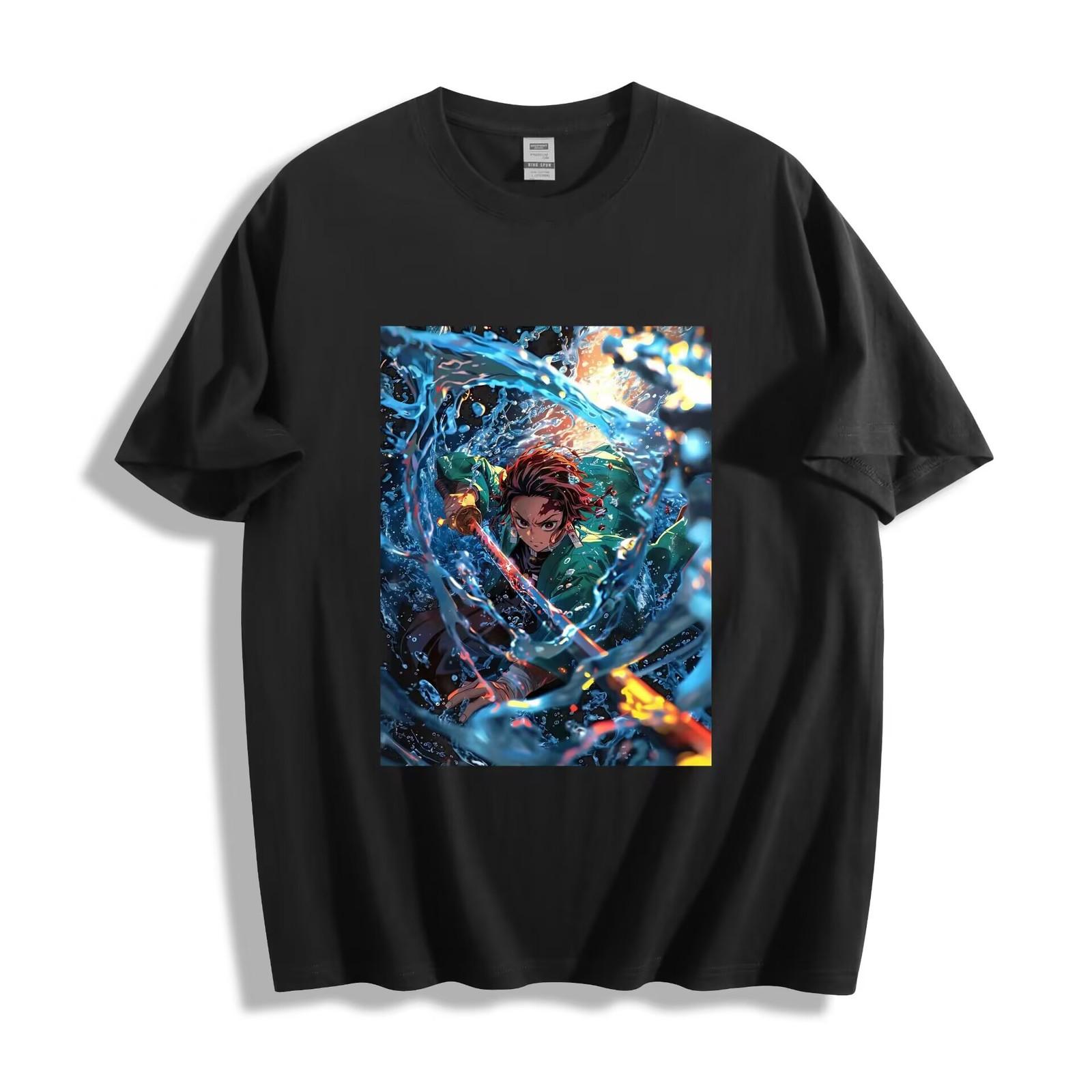 Demon Slayer Tanjiro Water Breathing T-Shirt Mens Womens Tees Top - Blue Water Design Unisex Tee XL