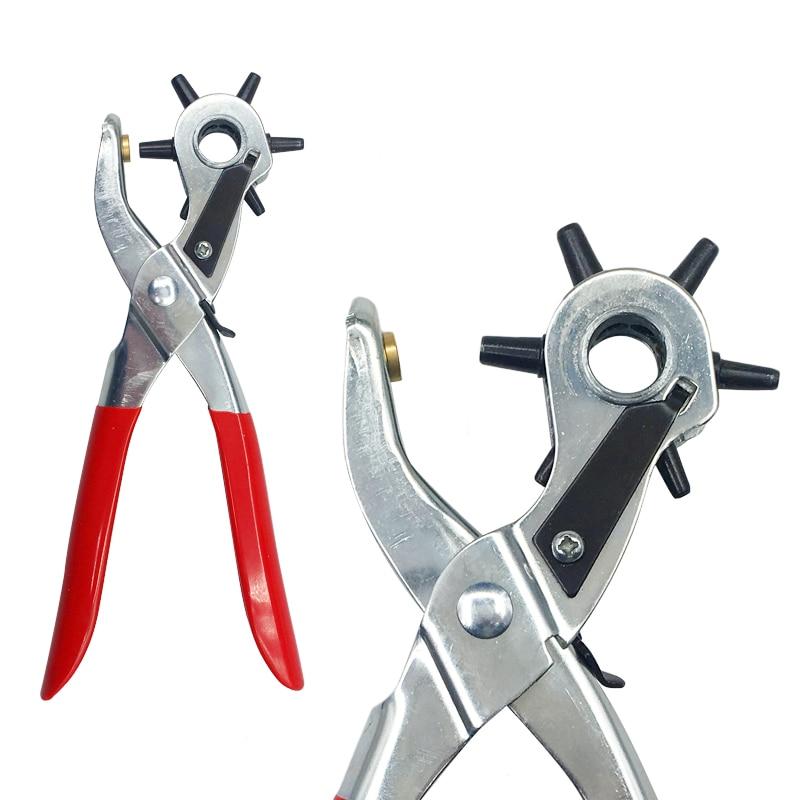 6 Hole Size Household Belt Hole Puncher Leather Punches Tools Leather Craft Punching Machine Hand Pliers Tool