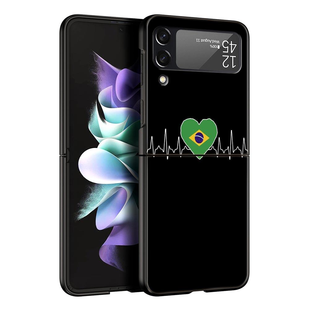 Vlajka britského srdečního tepu Čína Láska Linka Pouzdro na telefon pro Samsung Galaxy Z Flip 3 4 5 Černé skládací mobilní pouzdro Tvrdý PC Ochranný kryt