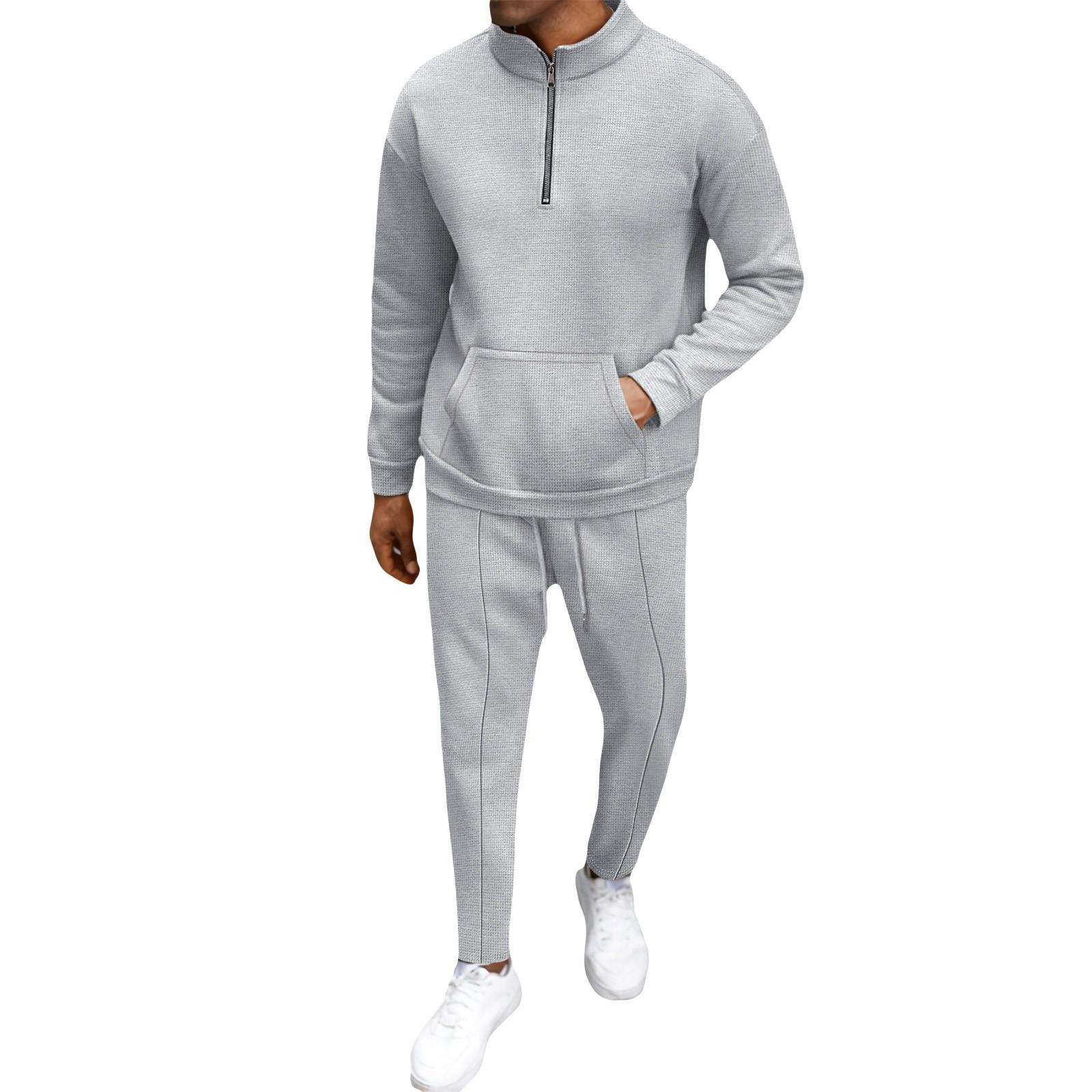 

Мужская зимняя повседневная теплая толстовка на молнии с воротником-стойкой, мужские спортивные брюки, комплект из толстовки XL