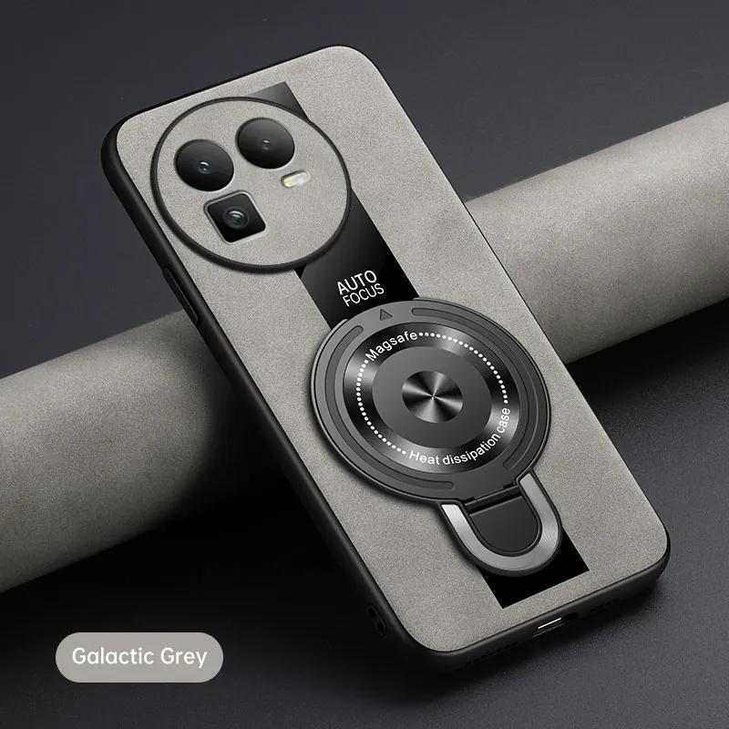 For Magsafe Wireless Charging Cover For Realme GT 8 Pro PU Leather Shockproof Ring Stand Holder Phone Case For Realme GT8Pro