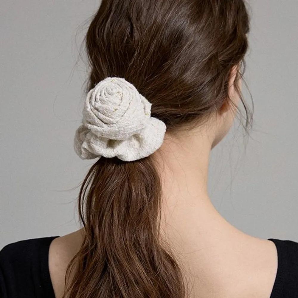 Tweed Rose Scrunchie JP-24-382S black