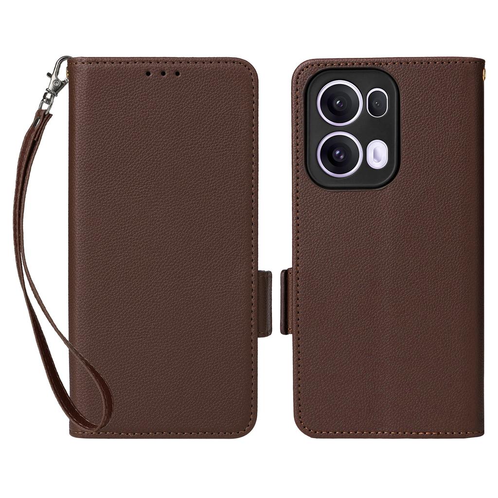 Für Oppo Reno13 Pro 5G Hülle mit Handschlaufe Litschi-Textur PU-Leder Brieftasche Handyhülle