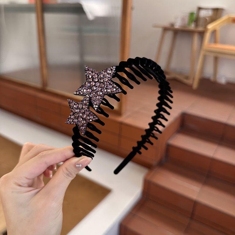 Mode Strass Beflockung Lünette Haar Hoops für Frauen Damen Einfarbig Gezahnt Rutschfeste Stirnband Haarband Haar Zubehör