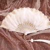 Wedding Feather Hand Fan Handmade Retro Lace Feather Fans for Wedding Party Gift Chinese Luxurious Wedding Decoration