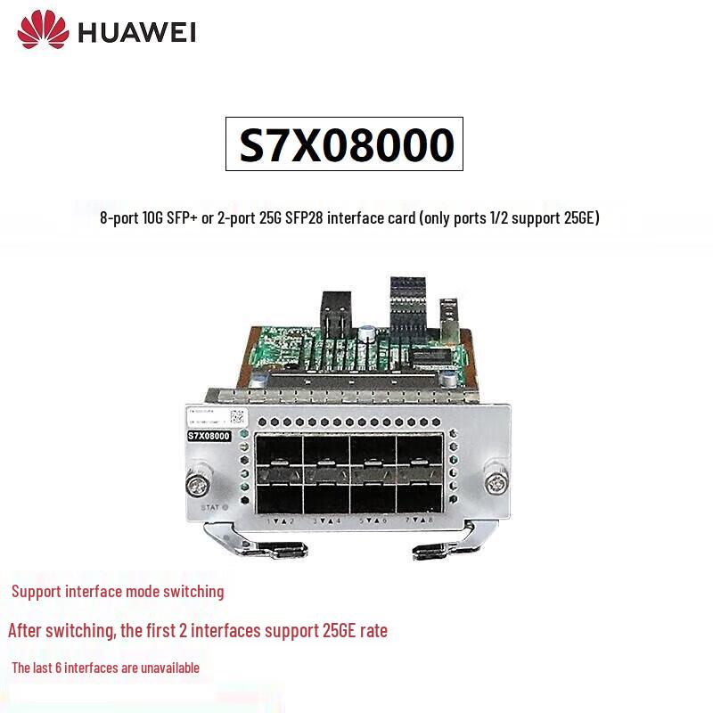

Huawei S7X08000 8-портова 10GE/2-портова 25GE інтерфейсна плата