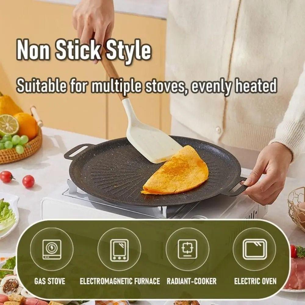 Thick Korean Barbecue Pan Non-Stick BBQ Grill Pan Portable Roasting Grill Tray Outdoor Barbecue