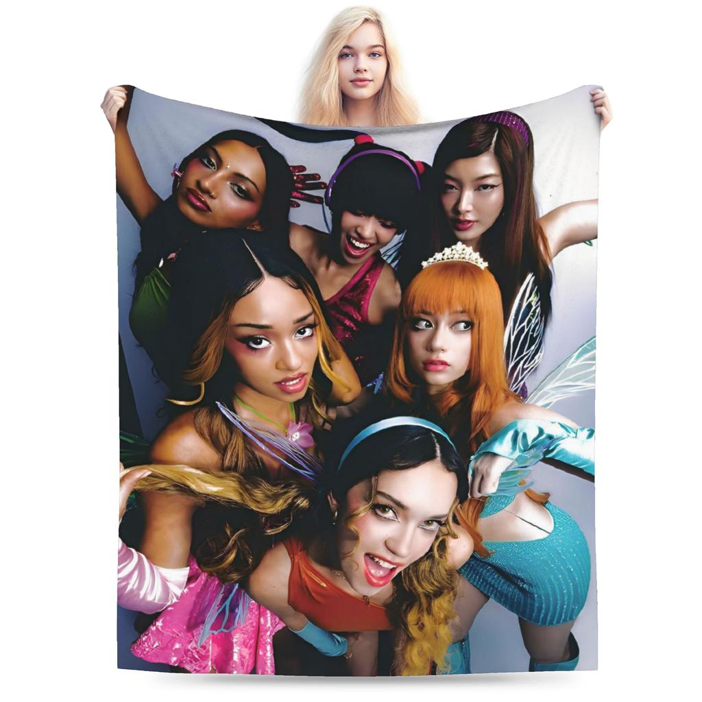 Katseye Kpop Gestrickte Decken Fleece Lara Manon Megan Leichte Überwurfdecke für Bettwäsche Sofa Bett Teppich
