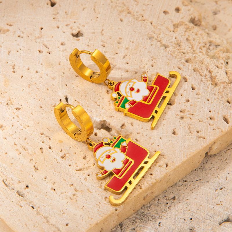 

Festive Titanium Steel Ear Cuffs: Non-Fading Christmas-Themed Stud Earrings for Women