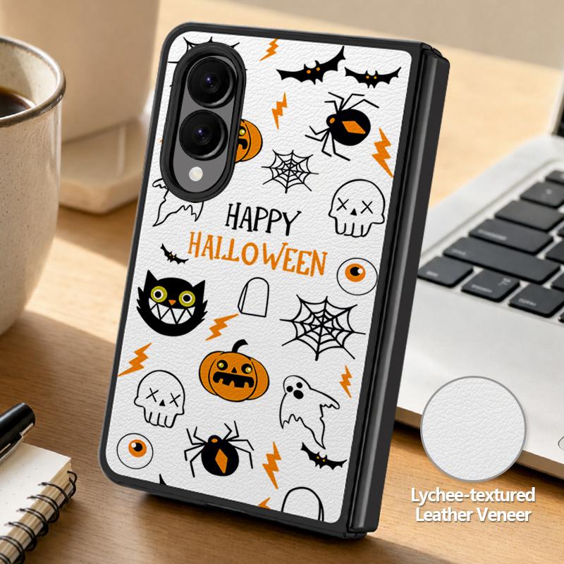 Halloween Ghost Pumpkin Case For Samsung Z Fold 8 Ultra 7 6 5 4 Hybrid Leather Skin Hard PC Bumper Cover For Galaxy Z Fold8 Fold7 Fold6 Fold5