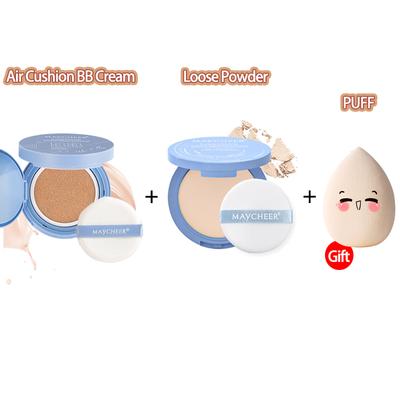 2 pezzi/set cuscino Bb Cream + cipria in polvere schiarente per la pelle per coprire occhiaie e imperfezioni impostazione polvere soffio di cipria