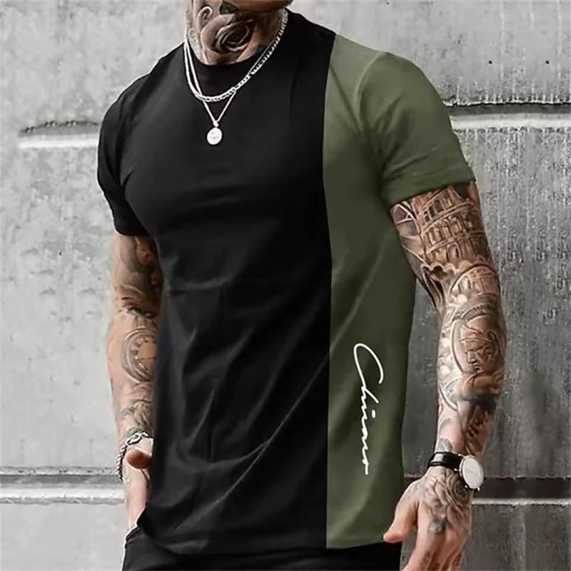 Vintage Men's T-shirt Street Tee Summer Male 3d Stripe Print Short Sleeve Tops Everyday T Shirt Oversized Clothing Shirt Man 6XL