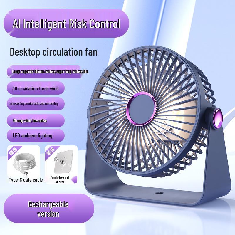100-Speed Adjustable Desktop Mini Fan with Digital Display, Dual-Use for Hanging or Standing
