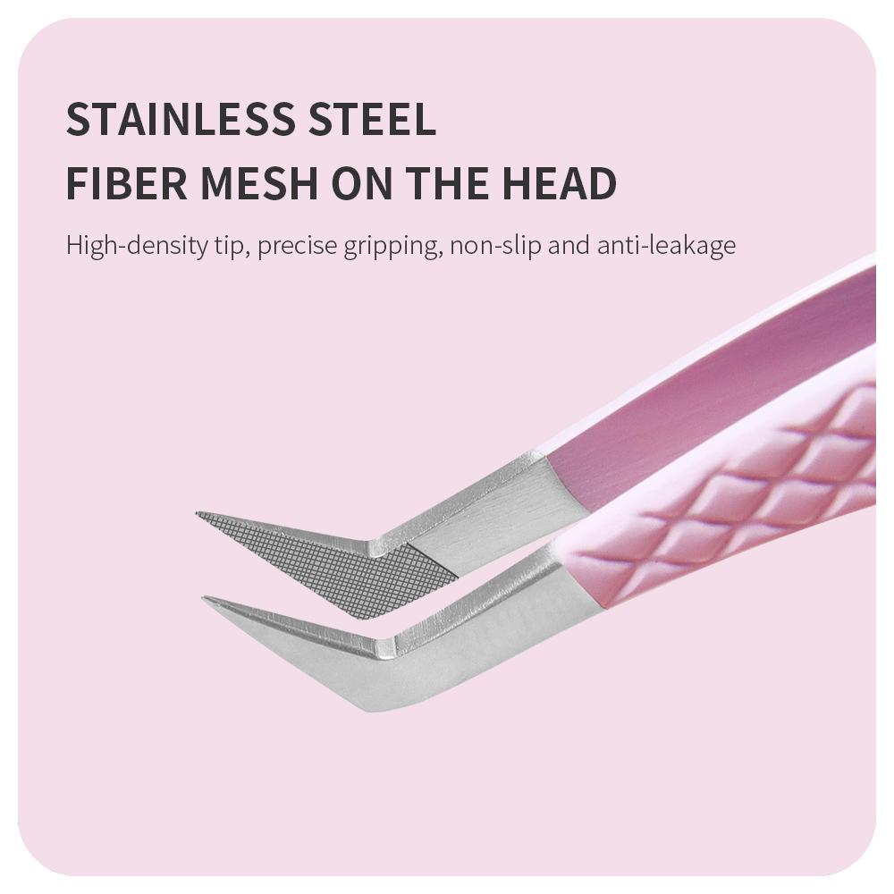 ANNAFRIS Fiber Tip Lash Tweezers Stainless Steel Eyelash Extension Tweezers Precise Fiber Anti-slip Tweezer Makeup Tools
