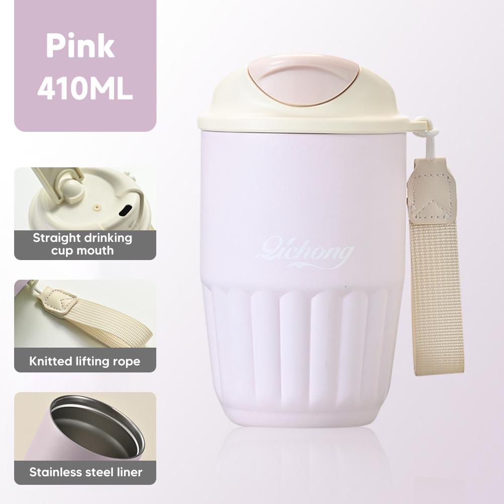 410ml Ceramic Liner Thermos Coffee Cup Double Wall Stainless Steel Vacuum Insulated Thermos For Coffee Thermal Mug Tumbler Gift 410ml