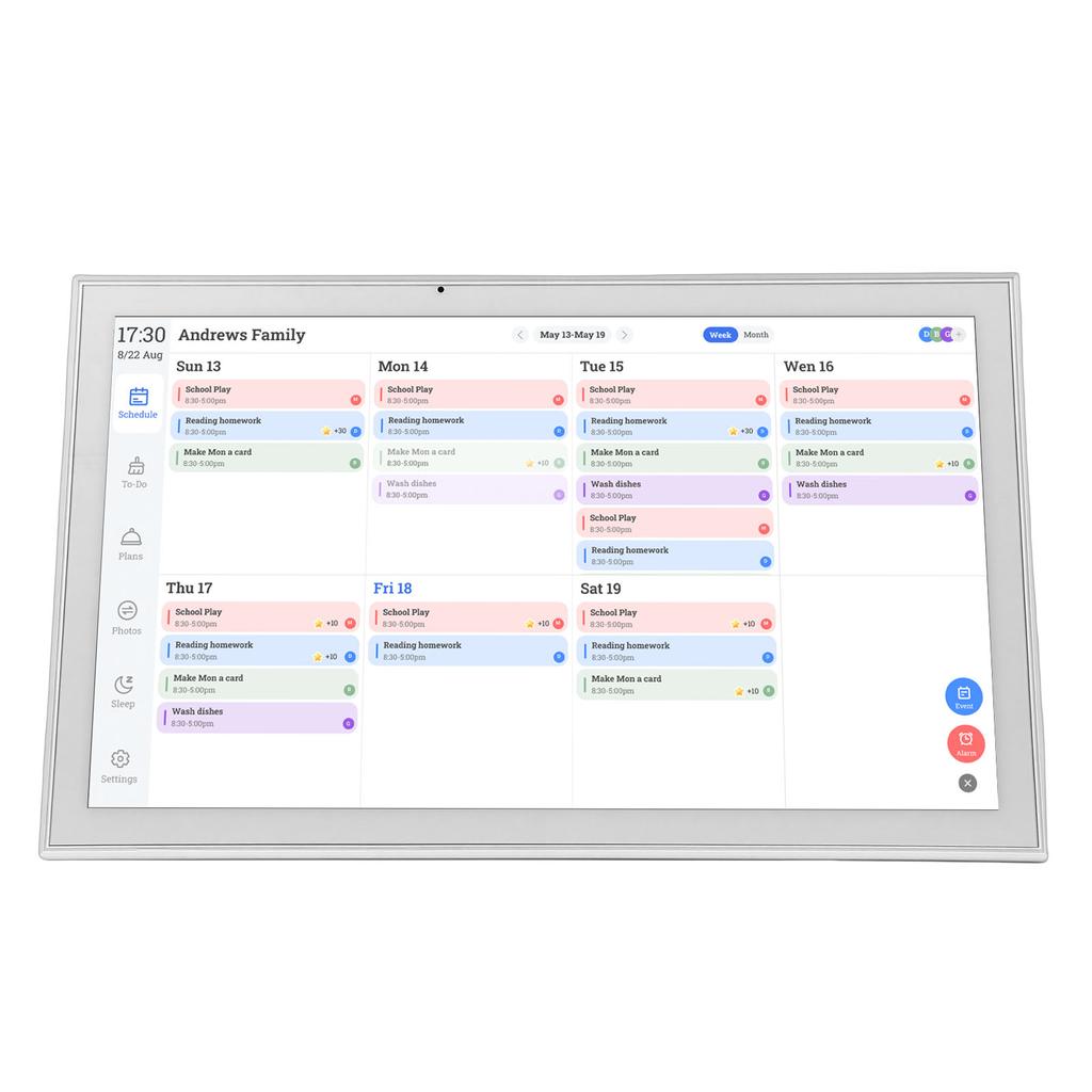 Digital Calendar 21.5in Electronic Chore Chart Smart Weekly Monthly Planner 1920 X 1080P IPS Touchscreen Wall Desk
