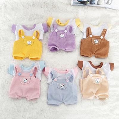 15cm/20cm Poppenkleding Casual T-shirt Overall Jeans Outfit Katoenen Poppen Overall Pak Kleding Accessoires voor 1/12 Poppen