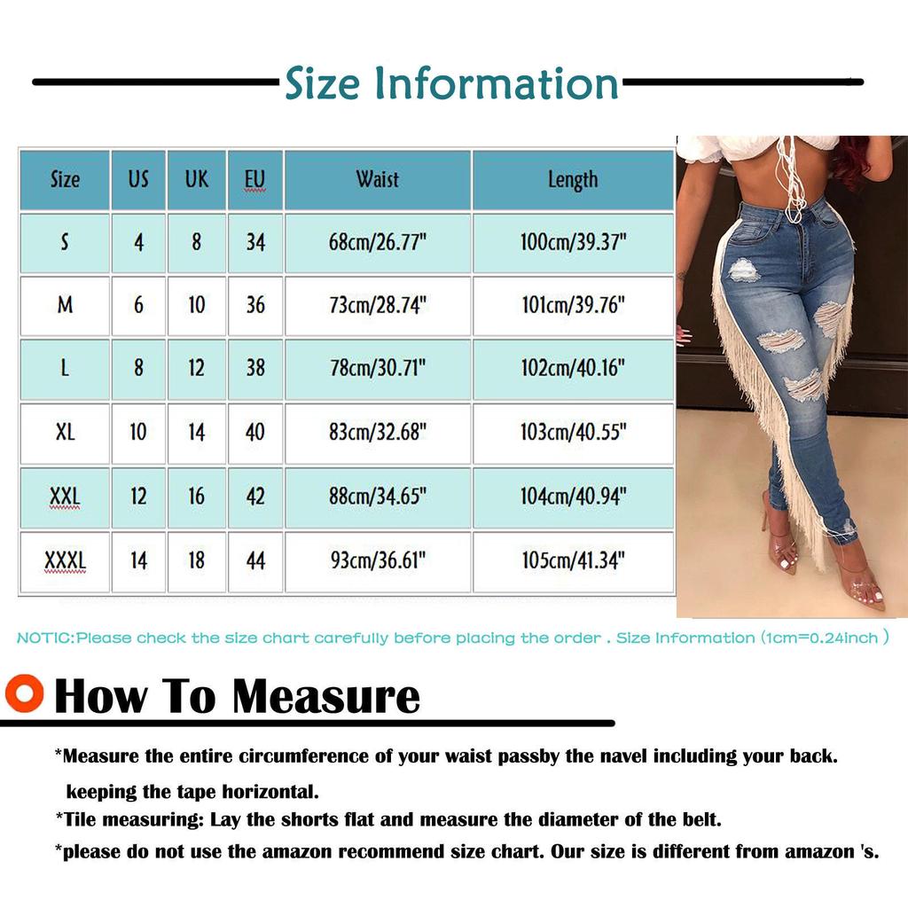 Fashion Women High Waist Hole Tassel Button Zipper Pocket Denim Jeans Sexy Pants