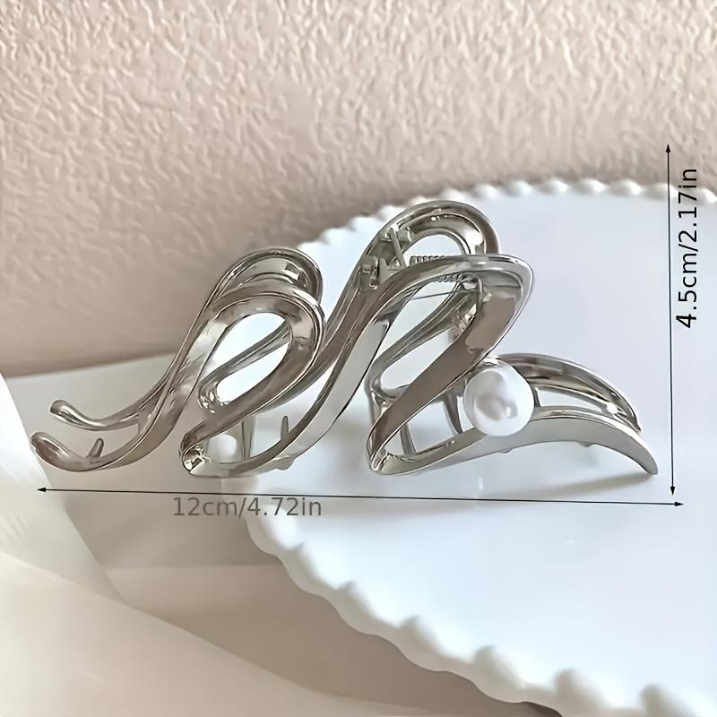 Haarklammer   Hinterkopf-Greifklemme Metall Große Haiklammer Haarnadel Haarnadel Kopfschmuck Haarnadel   Geschenk Silberfarben Haarklammern für Frauen
