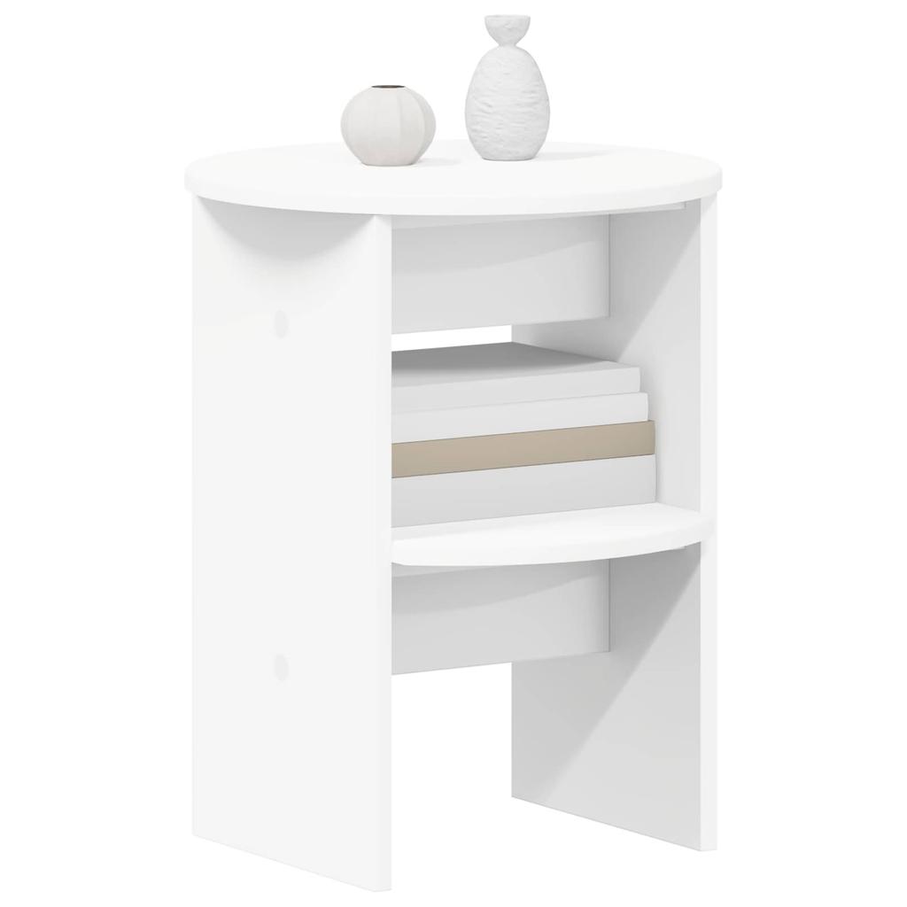Side Cabinet White Ø40 X 50 Cm Engineered Wood